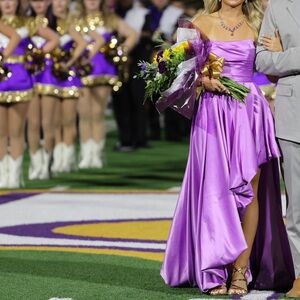 Mac Duggal Women's Strapless Ruched High Low Gown